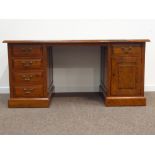 Large oak twin pedestal desk,