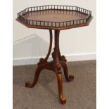 Theodore Alexander - walnut centre table, moulded octagonal leather inset top with brass gallery,