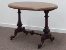 Victorian burr walnut stretcher table,