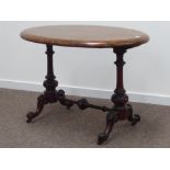 Victorian burr walnut stretcher table,