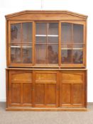 Victorian pitch pine bookcase display cabinet,