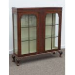 20th century figured walnut display cabinet,