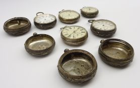 Four silver pocket watch cases 7.