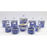 Four Spode Italian pattern named storage jars and covers H15cm,