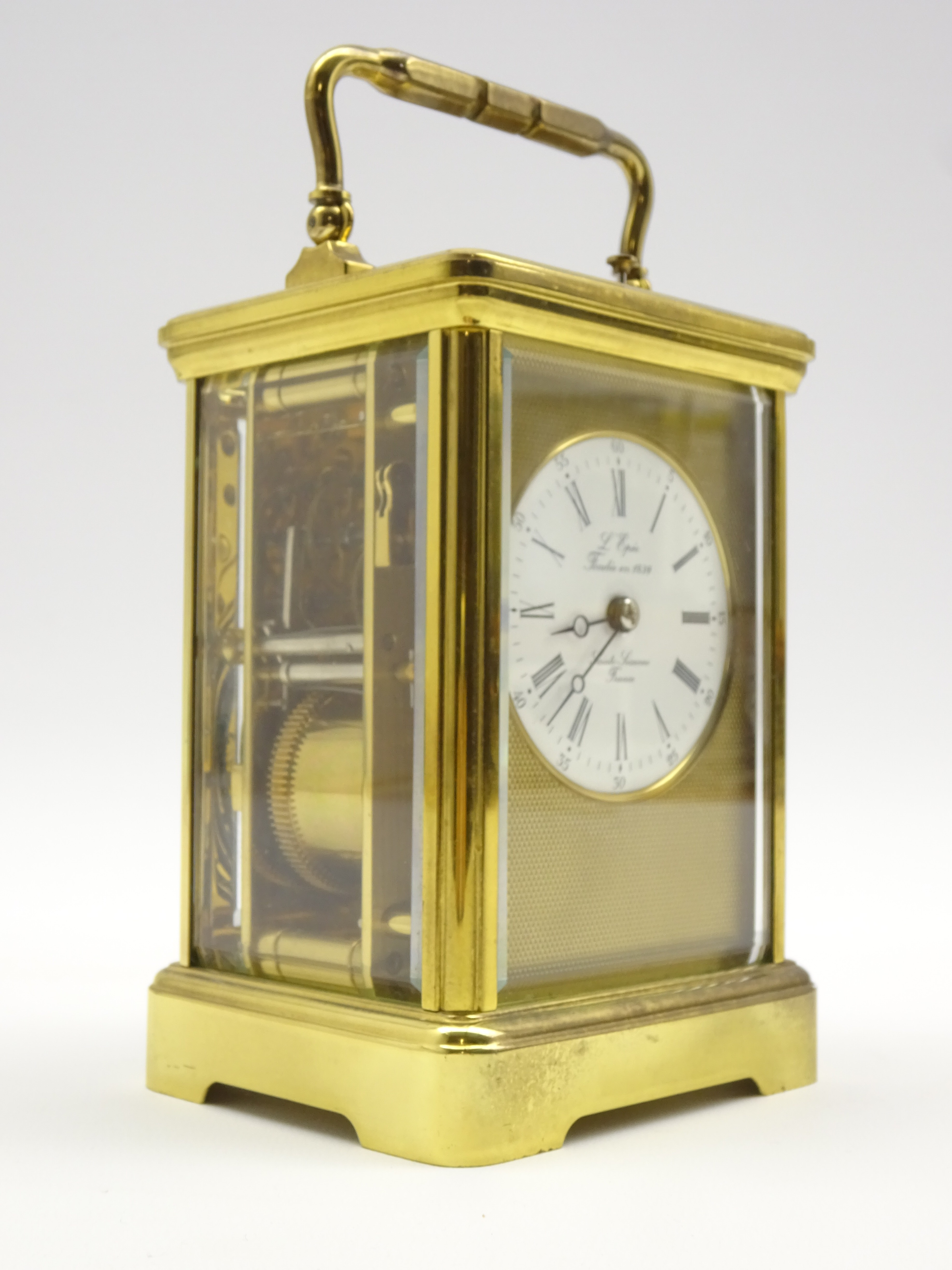20th Century repeater carriage clock, the white enamel dial inscribed 'L'Epee Saint-Suzanne, - Image 3 of 7