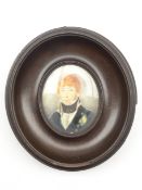 19th Century miniature oval head and shoulders portrait of a Naval officer 6cm x 5cm