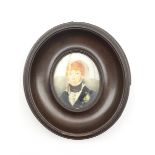 19th Century miniature oval head and shoulders portrait of a Naval officer 6cm x 5cm