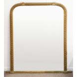Large Victorian giltwood and gesso overmantel mirror,