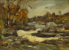 Peter Wishart ARSA (Scottish 1846-1932): 'Autumn River in Spate',