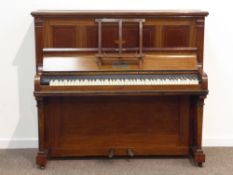 Early 20th century mahogany upright piano, iron framed with wooden soundboard and overstrung, by 'A.