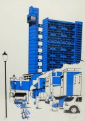 Gerry Buxton (British Contemporary): Trellick Tower, limited edition screen print no.