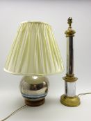 Art Deco chrome and brass cylindrical table lamp,