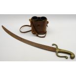 Sailors scimitar with curved blade and brass hilt L80cm and a pair of binoculars with folding eye