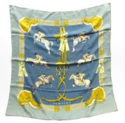 Hermes silk scarf of Show Jumping design inscribed 'Hermes,