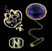 Victorian gold set oval amethyst brooch,