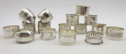 Set of 4 silver serviette rings London 1945 Maker Israel Freeman,