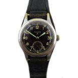 Record WWII Military Issue 'Dirty Dozen' wristwatch screw back with issue markings W.W.W.