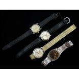 Tissot gentleman's 1950's Seastar stainless steel wristwatch, on leather strap, Bulova Accutron,