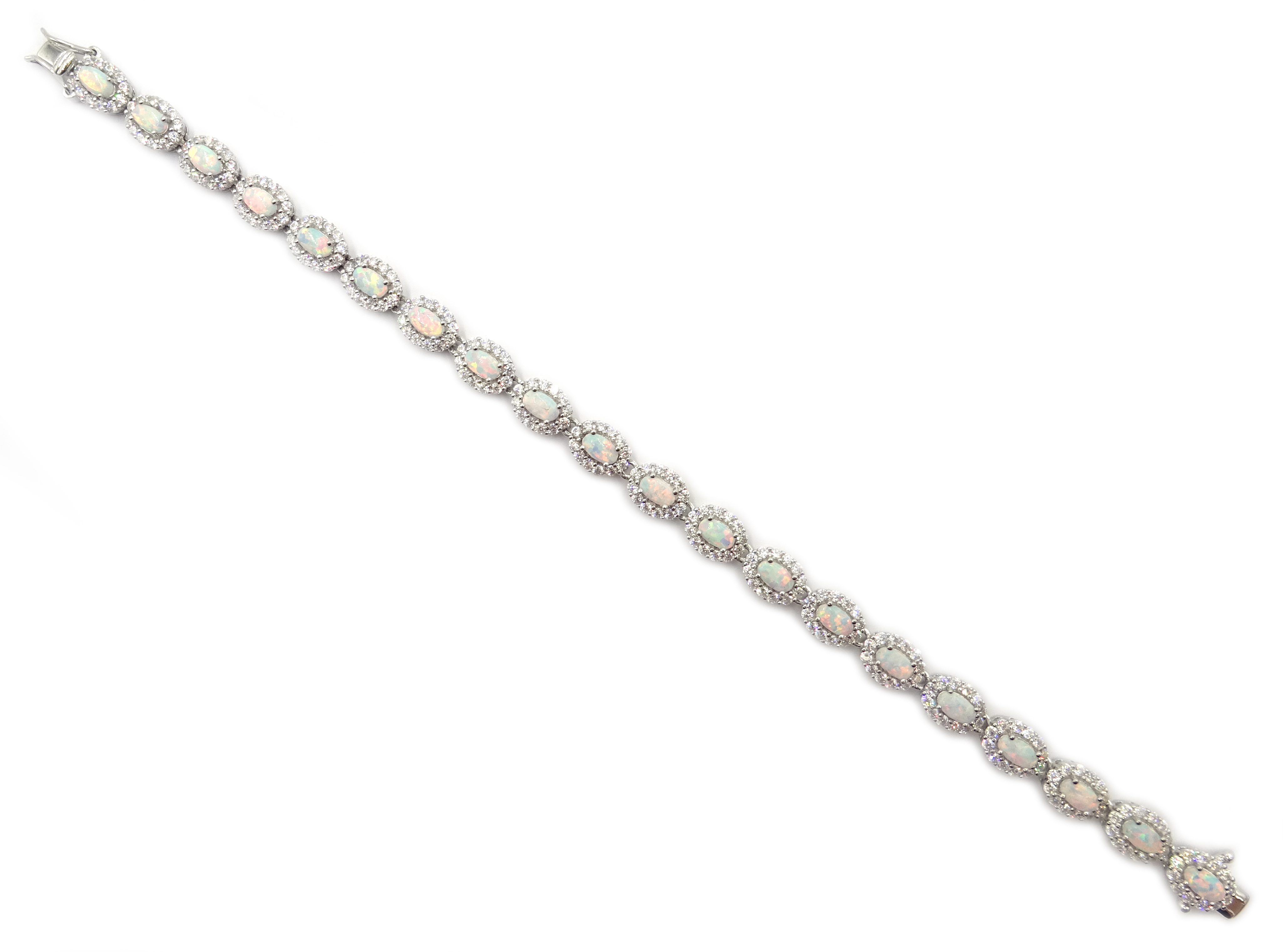 Silver opal and cubic zirconia bracelet, - Image 2 of 2