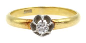 Gold single stone diamond ring,