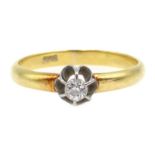 Gold single stone diamond ring,