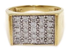 9ct gold diamond panel design ring,