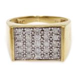 9ct gold diamond panel design ring,