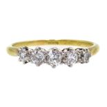 Early 20th century 18ct gold (tested) five stone old cut diamond ring Condition Report &