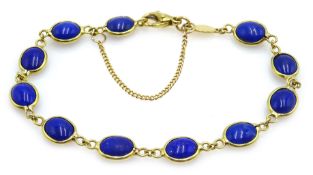 18ct gold oval lapis lazuli link bracelet,