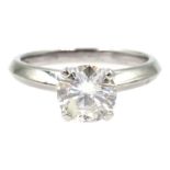 Platinum diamond solitaire ring, hallmarked, diamond approx 1.