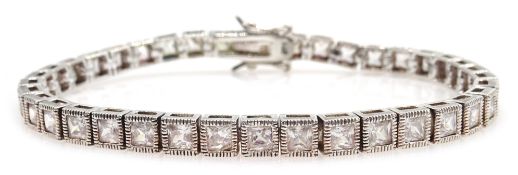 Silver cubic zirconia line bracelet,