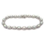 Silver opal and cubic zirconia bracelet,