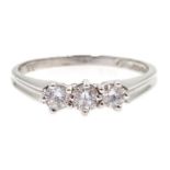 18ct white gold three stone diamond ring,