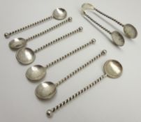 Set of six Boer war silver spoons with shilling coin bowls,