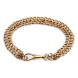 Victorian two row tapering curb chain bracelet with clip, each link stamped 9 375, approx 18.