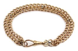 Victorian two row tapering curb chain bracelet with clip, each link stamped 9 375, approx 18.