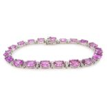 18ct white gold pink sapphire and diamond bracelet, sapphires approx 18 carat, diamonds approx 1.