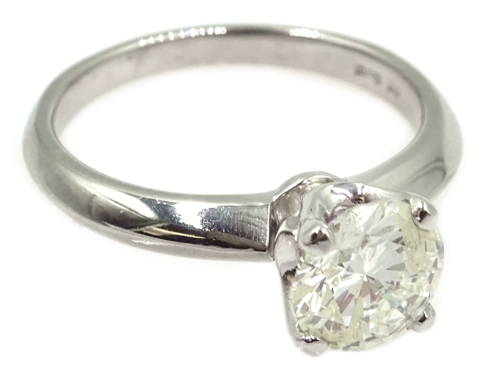 Platinum diamond solitaire ring, hallmarked, diamond approx 1. - Image 2 of 3