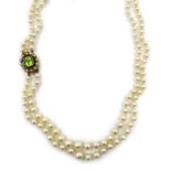 Graduating pearl double strand necklace,