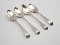 Pair of George III silver table spoons London 1801 Maker Richard Crossley and another pair by