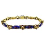 18ct gold enamel and pink stone set link bracelet,