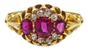 Edwardian 18ct gold ruby and diamond ring by Edward Durban & Co,