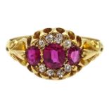 Edwardian 18ct gold ruby and diamond ring by Edward Durban & Co,