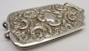 Victorian ladies silver aide memoire with engraved and chased decoration and ivorine leaves 6cm x