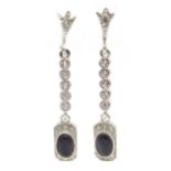 Pair of silver black onyx pendant earrings Condition Report & Further Details