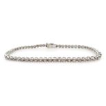 White gold round brilliant cut diamond line bracelet,