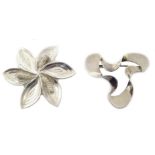 Aarre & Krogh Danish silver flower design brooch stamped 'Stirling A & K Denmark' and a