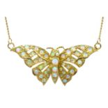 Silver-gilt opal set butterfly necklace,