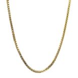 9ct gold box link chain necklace, hallmarked, approx 9.