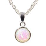 Silver opal pendant necklace,